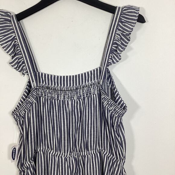 Old Navy Blue Stripe Smocked Maxi Dress Sleeveless Ruffle Strap Large NWT Beach - Picture 6 of 9